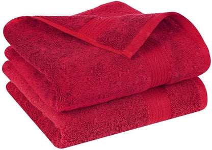 Ample Decor Bathroom Hand Towel 18 X 28 Inch 600 GSM 100% Cotton, Premium Soft Absorbent - 2 Pcs - Christmas Red