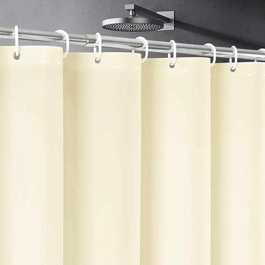 UFRIDAY Beige Shower Curtain Liner Premium PEVA 72 x72 inch,Heavy Duty Shower Curtain with 3 Weighted Magnets, Plastic Waterproof Grey Shower Curtains for Bathroom with 12 Hooks