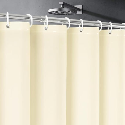 UFRIDAY Stall Shower Curtain Liner Long 48 x 78 inch, Beige Shower Liner with 3 Large Magnets, Narrow Cloth Bathroom Curtain Extra Long for Single Stall