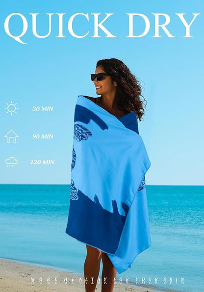 2 Pack Microfiber Lightweight Thin Beach Towel Sand Free Quick Dry Super Absorbent Large Towels for Swimming Pool Yoga Gym Travel Vacation Beach Accessories Essentials