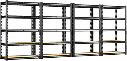 REIBII Storage Shelves 2020LBS Garage Shelving Heavy Duty Metal Shelving 5 Tier Metal Shelf for Garage Pantry Closet Kitchen Basement 28" W x 12" D x 59.8" H, 4 Pack