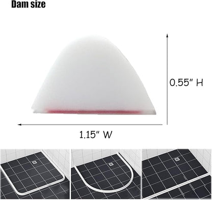 1/2" High Collapsible Shower Threshold Barrier - 59" Water Stopper - Splash Guard for Walk In Showers - Suitable for Bathrooms & Kitchens - White