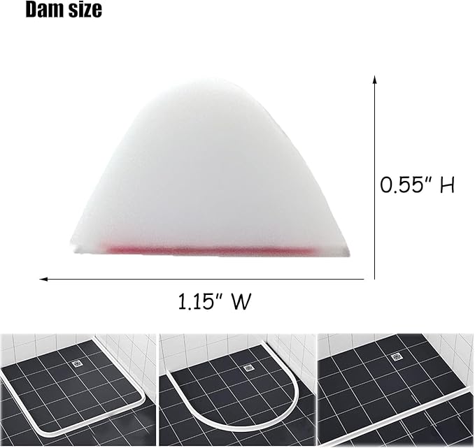 1/2" High Collapsible Shower Threshold Water Dam Barrier 118" Shower Water Stopper Barrier Shower Splash Guard For Walk In Shower Water Guard Suitable For Bathrooms Kitchens To Block Water Flow White