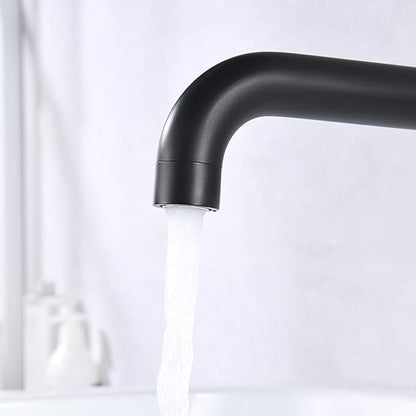 SUMERAIN Wall Mount Bathtub Faucet Set Long Spout Tub Filler High Flow Rate Black and Gold Finish