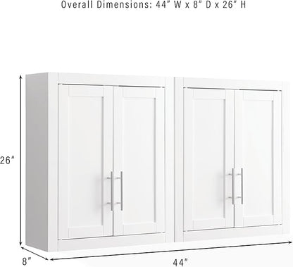 Crosley Furniture Savannah 2-Piece Wall Storage Cabinet, Cabinets for Laundry, Bathroom, Kitchen, White