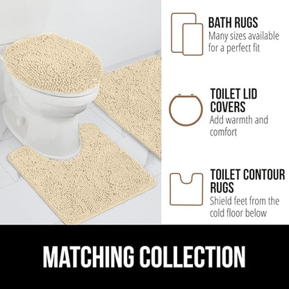 GORILLA GRIP Bath Rug Mat 44x26, Thick Soft Absorbent Chenille, Quick Dry Microfiber Mats, Rubber Backing Washable Shower Floor Rugs, Bathmat Runner, US Designed Bathroom Home Decor Accessories Sand