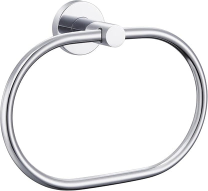 Angle Simple Towel Ring, Stainless Steel Swivel Hand Towel Holder Rack Hanger for Bathroom Kitchen Wall, Chrome