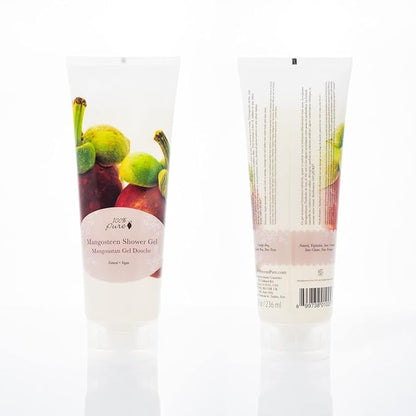100% PURE Mangosteen Shower Gel Natural Foaming & Hydrating Body Wash - Deeply Moisturizing Gentle Soap Cleanser for All Skin Types, Even Sensitive - Gluten-Free - 8 Fl Oz