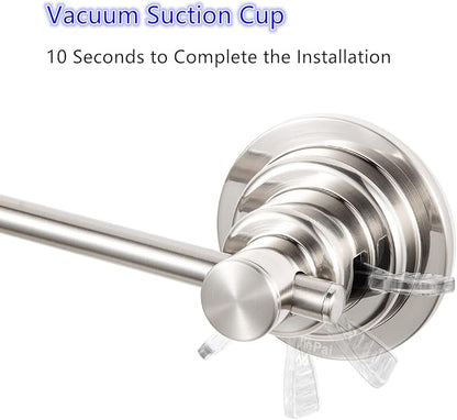 JiePai Suction Cup Towel Bar 16 Inch,Removable Vacuum Suction Towel Holder Suction Towel Rack Brushed Nickel