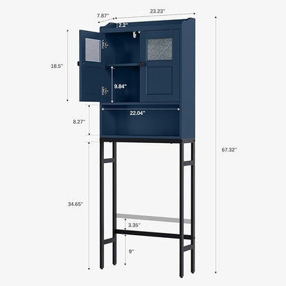 Over The Toilet Storage, Bathroom Storage Cabinet Over Toilet, Above Toilet Storage with Double Doors and Soft Hinges Over Toilet Storage Shelf Over The Toilet Storage Cabinet (Ultramarine)