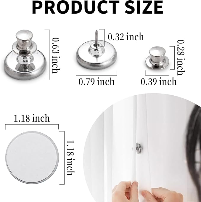 Curtain Magnets, Kaluofan 40Pairs Curtain Magnets Closure with 40Pairs Self-Adhesive Patch, Magnetic Curtain Clips Prevent Light Leaking, Keep Curtain Closed for Home Bedroom Bathroom Office Draperies
