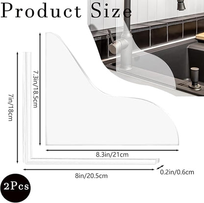 Shower Splash Guard Set Acrylic Shower Water Barrier Corner Splash Protector for Bathtub Keep Water Inside Shower Prevent Water Splashing Ideal for Sink Bathtub and Basin Use (Transparent)