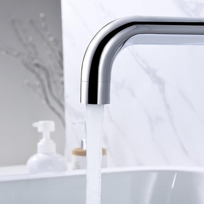 SUMERAIN Tub Filler Wall Mounted Tub Faucet High Flow Bathtub Faucet Chrome Finish with Rough in Valve, Extra Long Spout and Cross Handles