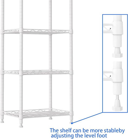 REGILLER 6 Wire Shelving Steel Storage Rack Adjustable Unit Shelves for Laundry Bathroom Kitchen Pantry Closet(White,11.7" D x 16.8" W x 63" H)