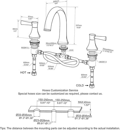 Roman Tub Faucet Deck Mount Tub Filler 2 Handles Oil Rubbed Bronze Bathtub Faucet Brass Bathroom Faucet