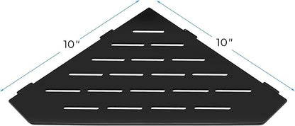 FerdY 2-Pack 10" Matte Black Recessed Corner Shower Shelf, for Tiled Bathroom Walls, 304 Stainless Steel Floating Shelf, Shower Caddy Storage Shelves, No Drilling Required, Striped Diamond