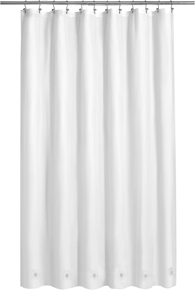 Barossa Design Long Shower Curtain Liner with 6 Magnets - 72" x 78", Waterproof PEVA Shower Liner for Bath Tub, PVC Free, Metal Grommets - White, 72x78