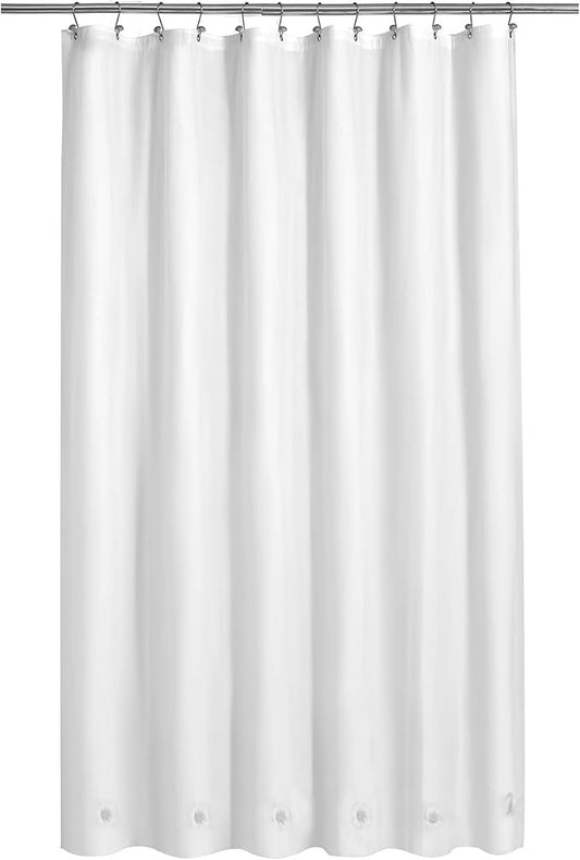 Barossa Design White Shower Curtain Liner with 6 Magnets - Waterproof PEVA Shower Liner for Bath Tub, 72" x 72" Standard Size, PVC Free & Metal Grommets - White, 72x72