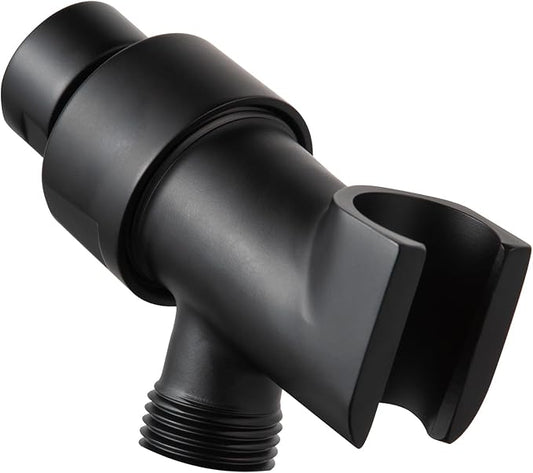 OFFO Shower Head Holder All Metal for Handheld Shower Head, Adjustable Shower Arm Mount with Solid Brass Pivot Ball, 1/2 in IPS Female Inlet and Male Outlet, Matte Black