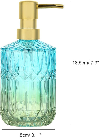 Soap Dispenser with Pump, Refillable Liquid Hand Soap Dish Soap Dispensers for Bathroom Counter, Kitchen Sink (Bluegreen)