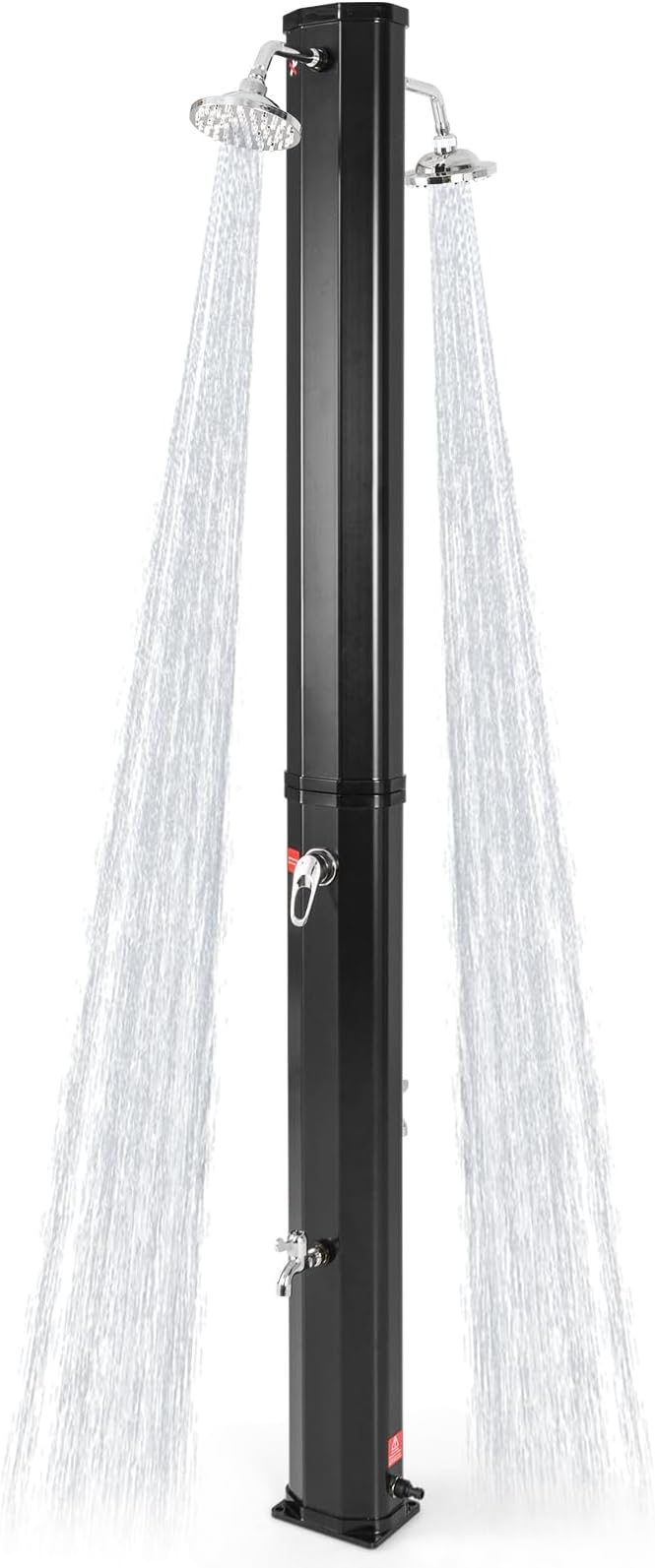 Goplus 9.3 Gallon Solar Heated Outdoor Shower, 7.2 FT Freestanding Garden Shower with Dual Swivel Shower Heads & 2 Foot Showers, Adjustable Temperature,for Poolside Backyard Beach