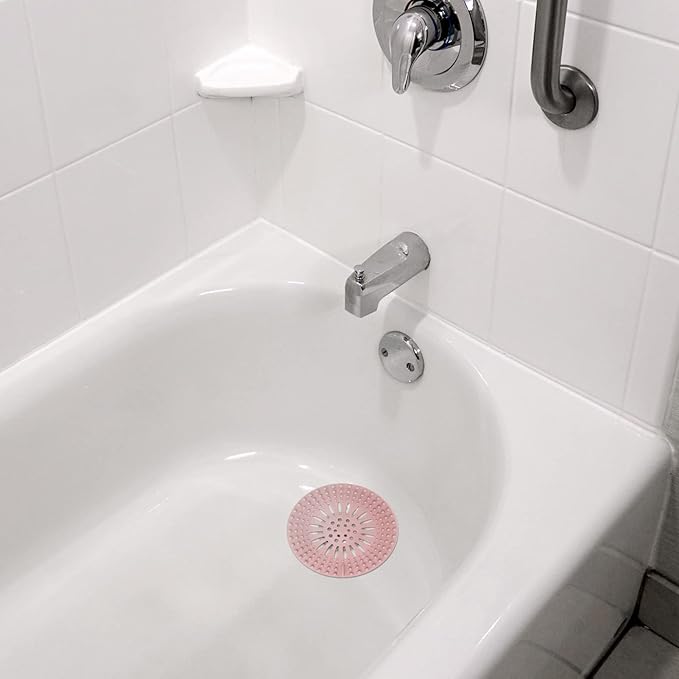 Gotega Bathroom Sink Drain Strainers, Hair Catcher Shower Drain Covers Protector, Flexible TPR Material, Multiple Colors for Bathroom Tub Shower and Sink Hair Trap Garbage Disposal Parts, 5 Pack