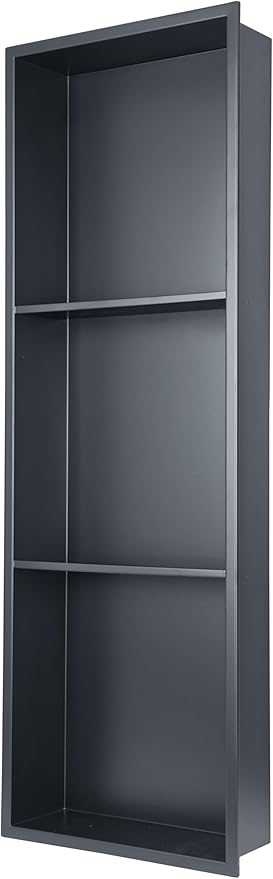 Black Stainless Steel Shower Niche 36" X 12" ，Recessed Shower Shelf for Bathroom Storage，Three-Tier Shelves， Matte Black (Black, 36 * 12 in)