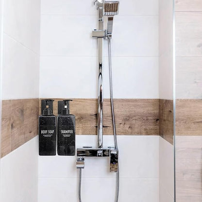 Segbeauty Adhesive Bottle Holder for Soap Dispenser, 3pcs 1.1inch 2.8cm Drill-Free Shower Shampoo Holder, Stainless Wall Mounted Hanging Rack for Hotel Toilet Kitchen, Black