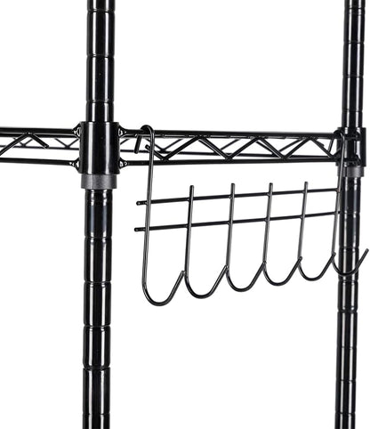 6 Tier Storage Racks Shelving, Heavy Steel Pantry Shelves, Adjustable Wire Shelving Rack with Wheels, Suitable for Garage, Kitchen, Bathroom, Office, 22" W x 12" D x 65" H, Black