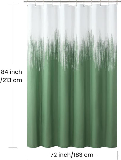 Extra Long Fabric Shower Curtain, Green and White Ombre Shower Curtains for Bathroom, Modern Decorative Bathroom Curtains, 72" W x 84" H
