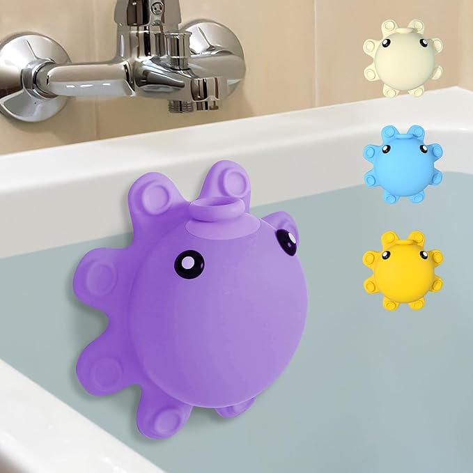 Bathtub Overflow Drain Cover - Tub Soak Bath Cover, Adds Inches of Water for Deeper Bath (Purple)