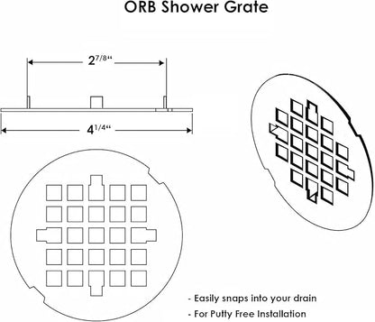 4 ¼” Oil Rubbed Bronze Snap-in Shower Drain Cover - Solid Brass Construction - 4.25" OD Shower Drain Strainer - Easy Install - Premium Round Shower Drain Cover - Bronze Replacement Grate