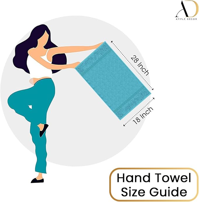 Ample Decor 100% Cotton Sky Blue 18 X 28 Inch Hand Towel for Bathroom Set of 52 - Super Soft, Highly Absorbent, Popcorn Textured
