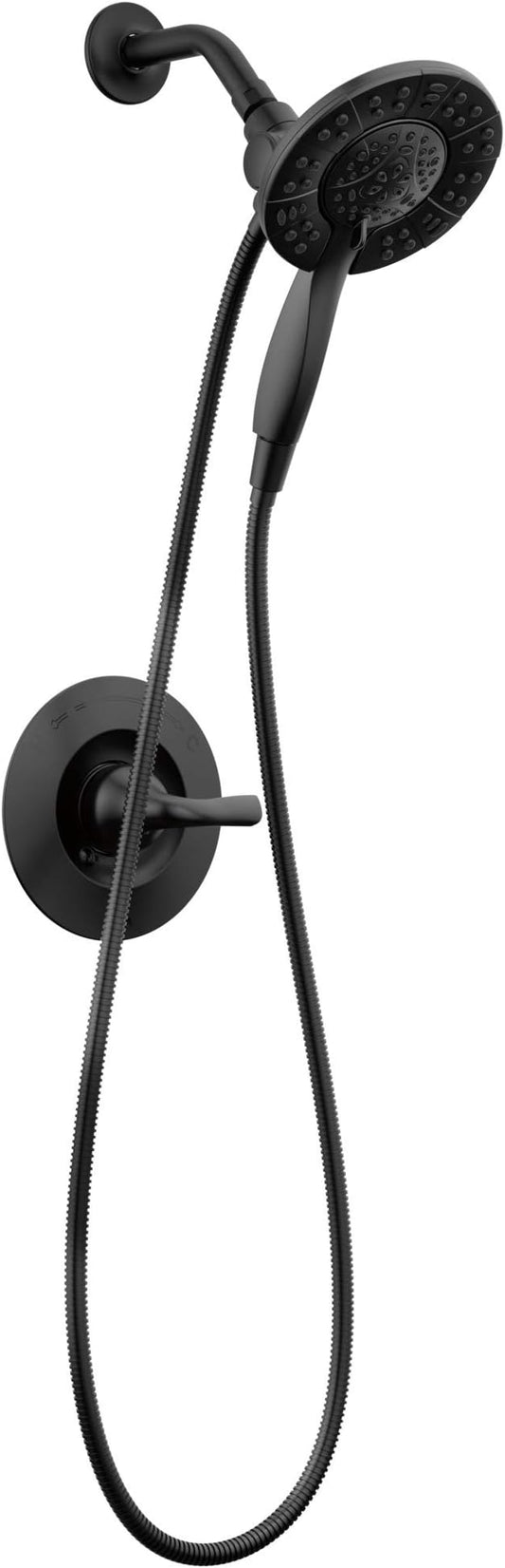 Delta Arvo 14 Series Matte Black Shower Faucet Set with In2ition 2-in-1 Dual Shower Head with HandHeld Spray Combo, Valve Trim Kit, Matte Black 142840-BL-I (Valve Included)