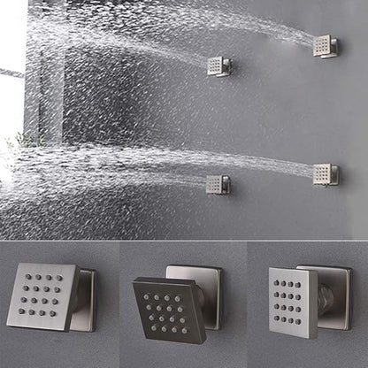 Bathroom Shower Faucet Set Brushed Nickel 12 Inch Wall Mounted Rainfall Shower Head System, Temperature Digital Display Shower Faucet with Handheld Spray, 4 PCS Body Jets