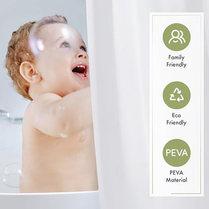 Amazer White Shower Curtain Liner with Magnets, 72x72 Plastic Shower Liner PEVA Waterproof Medium Weight Inside Shower Curtains Liner for Bathroom with Rustproof Grommet