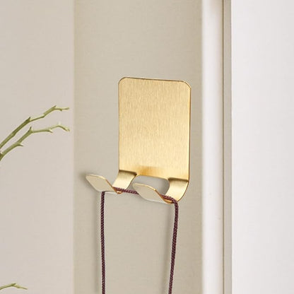 Self Adhesive Hooks Waterproof Razor Holder in Inside Shower 4 Pack, Metal Heavy Duty Utility Storage Hook.Towel. Loofah Holder for Wall.Hanger Hooks for Bathroom or Kitchen Organisation. Gold
