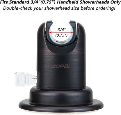 BOPai Suction Cup Shower Head Holder for Handheld Shower – No Drill, for Smooth Surfaces Only, Adjustable 20°, Oil Rubbed Bronze