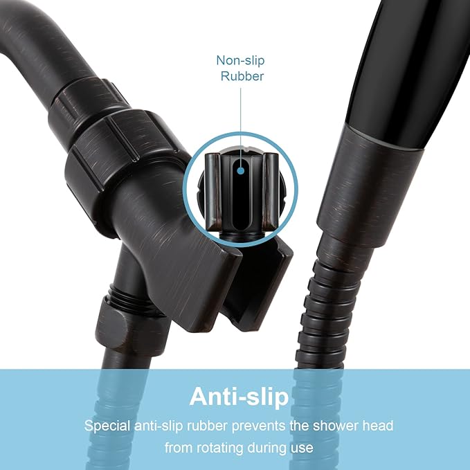 OFFO Shower Head Holder for Handheld Shower Head, Oil Rubbed Bronze Adjustable Shower Arm Mount for Connecting Shower Arm and Shower Hose, 1/2 in IPS Female Inlet and Male Outlet