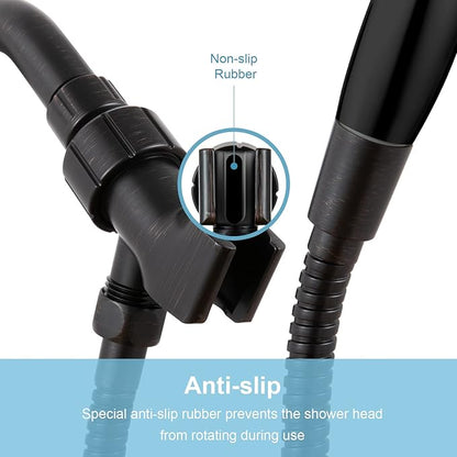 OFFO Shower Head Holder for Handheld Shower Head, Oil Rubbed Bronze Adjustable Shower Arm Mount for Connecting Shower Arm and Shower Hose, 1/2 in IPS Female Inlet and Male Outlet
