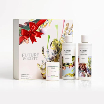 Future Society Floating Forest Luxury Home & Body Gift Set - Includes Body Wash, Body Lotion, & 2oz Scented Candle - Aquatic Floral with Notes of Bergamot, Freesia & Musk - Beauty Gifts for Women