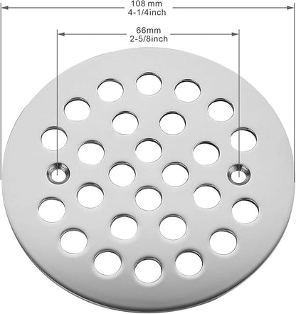 4-1/4Inch Screw-in Shower Strainer Drain Cover Replacement Floor Strainer Floor Drain, (Chrome)