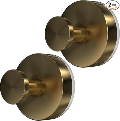 Suction Cup Hooks for Shower, 2 PCS No-Drill Towel Holder for Bathrooms Wall, Glass Door, Mirror, Tiles, Kitchen, Hold Robe & Wreath, Hanging up to 15 lbs – Waterproof & Rustproof,Loofah-Gold
