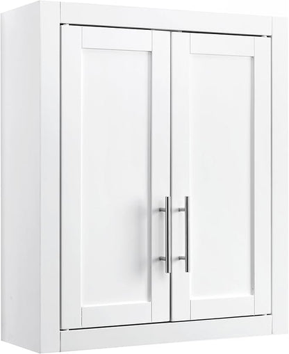 Crosley Furniture Savannah Wall Mounted Bathroom Storage Medicine Cabinet with Shelves, Snow