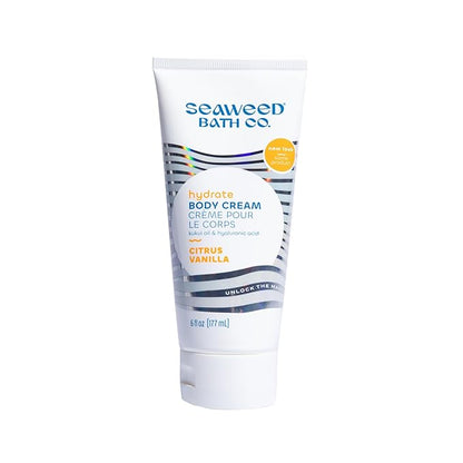 Seaweed Bath Co. Hydrate Body Cream, Citrus Vanilla Scent, 6 Ounce, Nourishing Hand & Body Lotion Moisturizer for Dry Skin, with Sustainably Harvested Seaweed, Kukui Oil, Hyaluronic Acid, Shea Butter