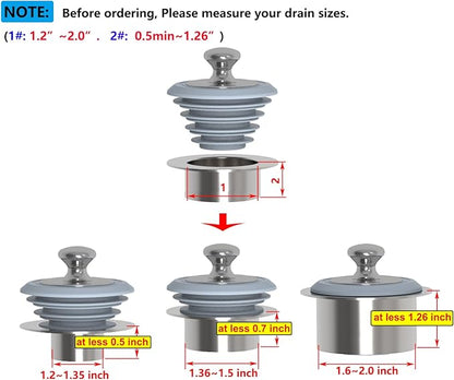 Bathtub Drain Stopper,Tub Stopper,Silicone Bathtub Stopper, Washbasin Drain Plug(Gray,Patented Product)
