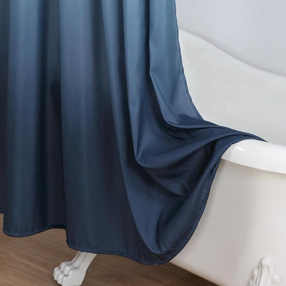 Extra Wide Fabric Shower Curtain, Blue Ombre Waterproof Around Shower Curtains for Bathroom, Microfiber Cloth Wide Bath Curtains, 108" W x 72" H