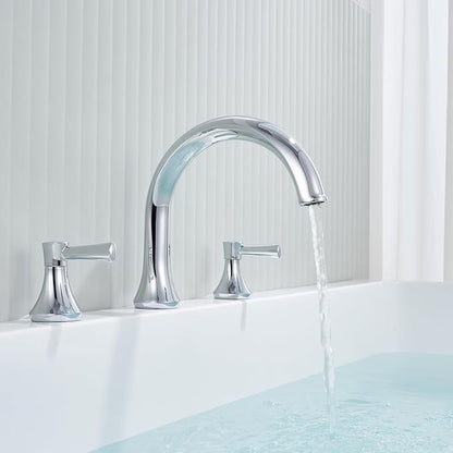Roman Tub Faucet Deck Mount Tub Filler 2 Handles Polished Chrome Bathtub Faucet Brass Bathroom Faucet