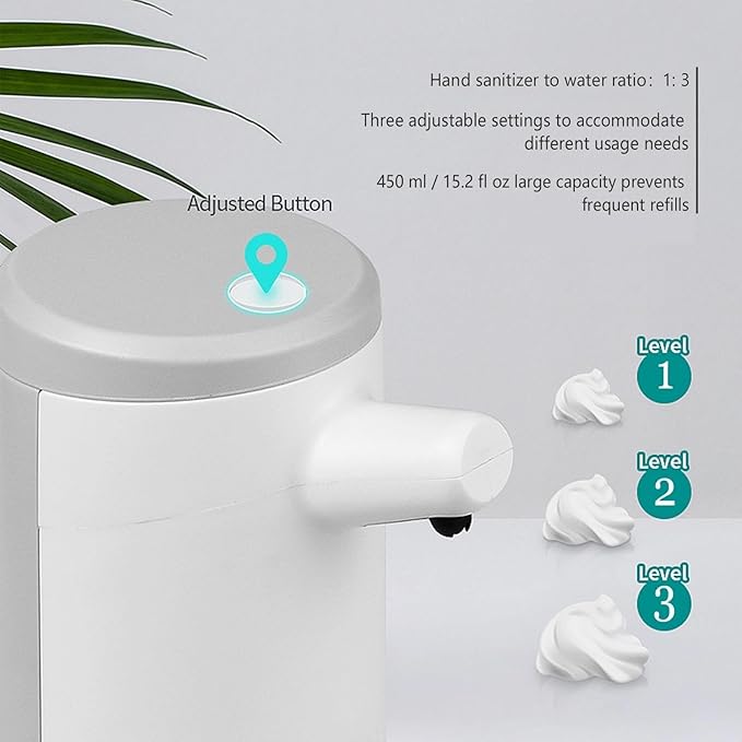 Automatic Soap Dispenser Touchless 15.2oz with Smart Sensor, USB Rechargeable, Hands Free Soap Dispenser for Bathroom & Kitchen