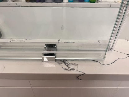 Bathroom Shower Glass Door Bottom Seal Strip, 2PCS 36 Inch Long Clear PVC Seal Strips for 1/4"(6mm) Thick Framless Glass Door Panel